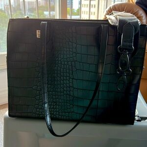 Beis Work Tote in Black Croc